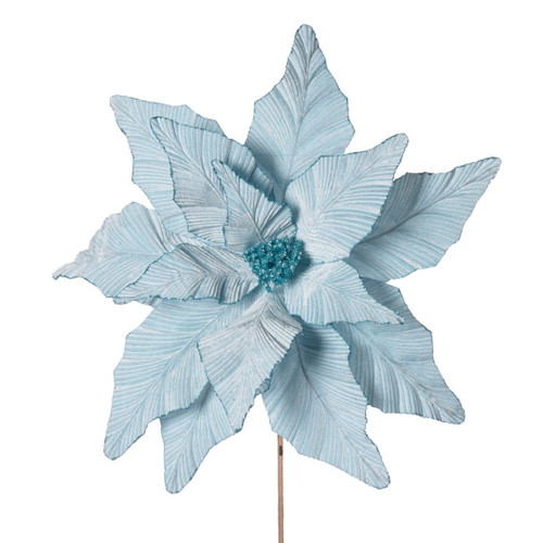 Poinsettia Pick Luxe Light Blue 50cm Light Blue