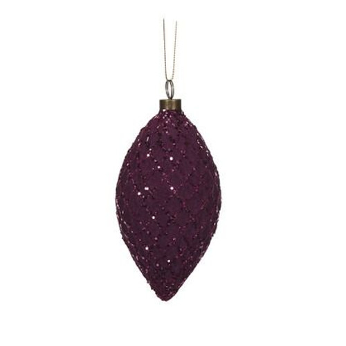 Bauble - Purple Velvet Lattice Drop 13cm Purple