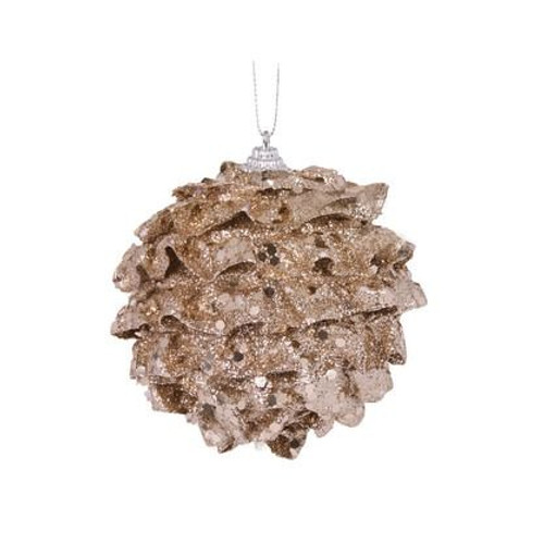 Bauble - Champagne Ruffles 10cm Champagne