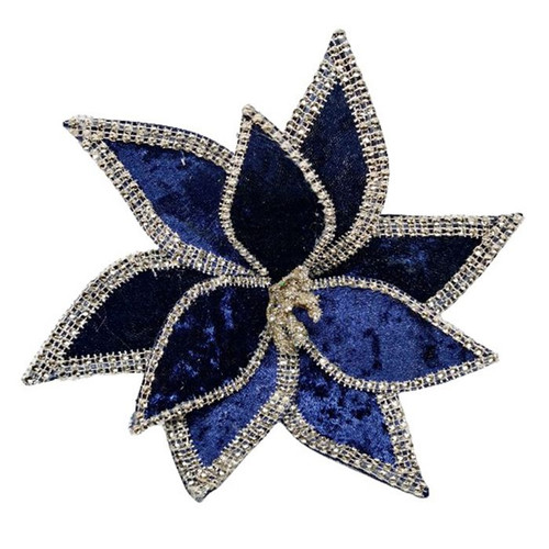 Clip Poinsettia - Braid Edge Navy