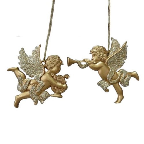 Acrylic Hanging Cherubs 10cm Gold