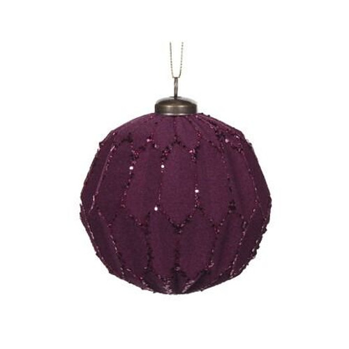 Bauble - Purple Velvet Geo 10cm Purple