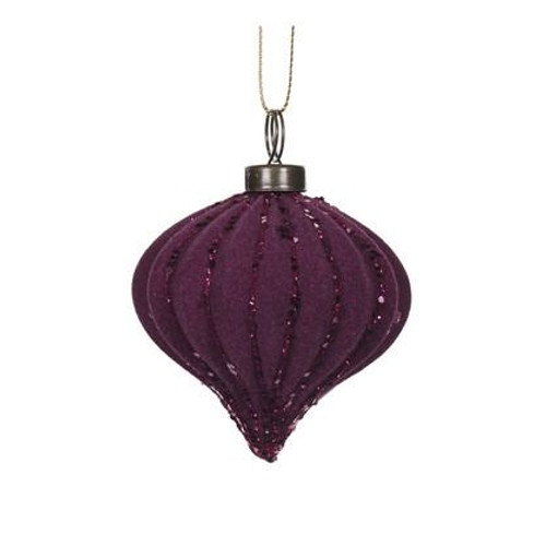 Bauble - Purple Velvet Ribbed Onion 8cm Purple