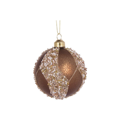 Bauble - Mercury Brown Swirl 8cm Brown