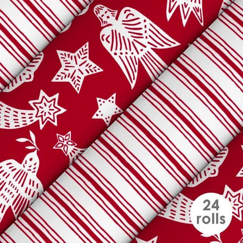 Gift Wrap Roll - Adorn Red 76cm x 2.5m Red/White