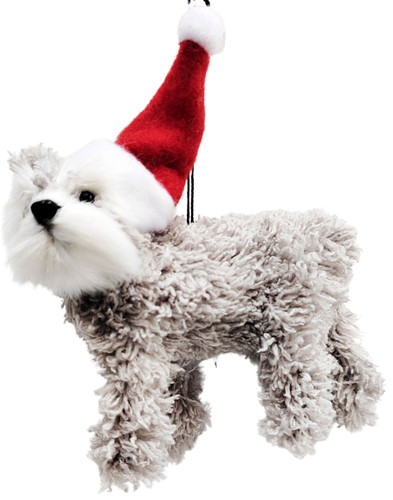 Schnauzer w/Hat Hanging Decor 10cm Grey