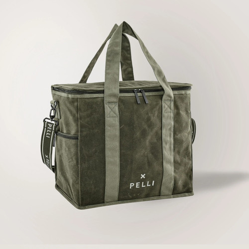 Chill Homie Crossbody Waxed Canvas Cooler Bag Large Burnt Olive Green