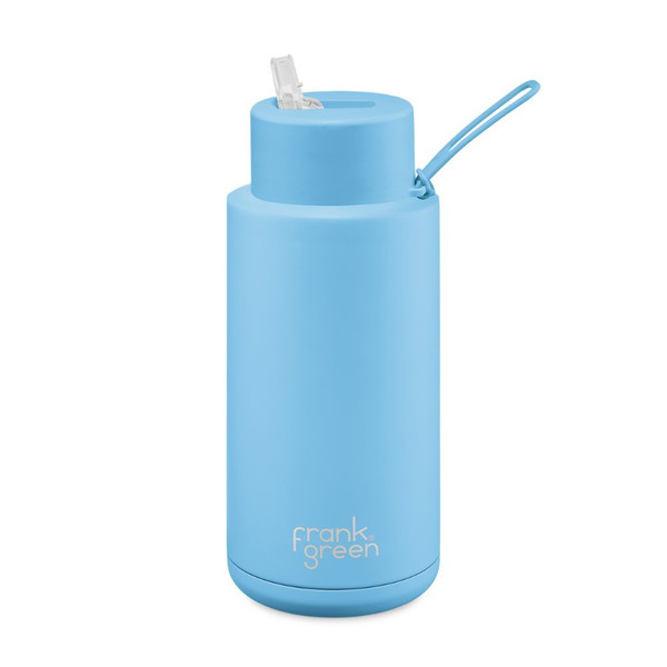 Ceramic Reusable Bottle (Straw) 34oz / 1lt Sky Blue