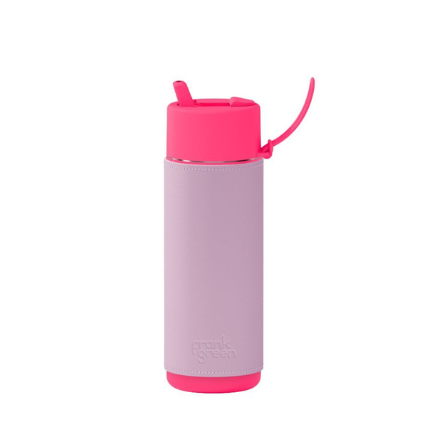 Ceramic Reusable Bottle (Straw) & Cactus Leather Sleeve 20oz / 595ml Neon Pink / Lilac Haze Ceramic Reusable Bottle (Straw) & Cactus Leather Sleeve 20oz / 595ml Neon Pink / Lilac Haze