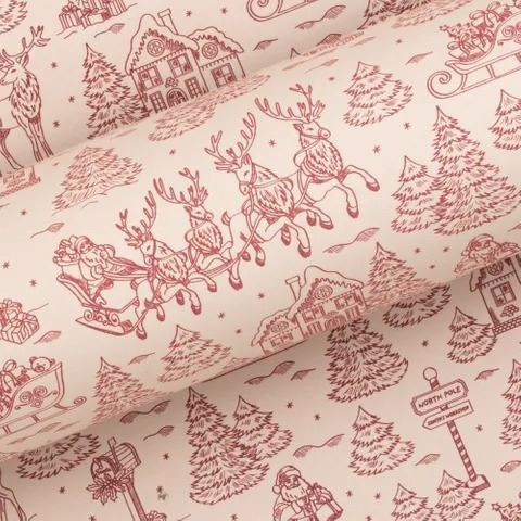 Gift Wrap Roll - Toile Spice Red 60cm x 60m