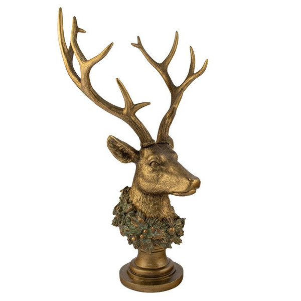 Resin Deer Head On Stand 65cm Copper