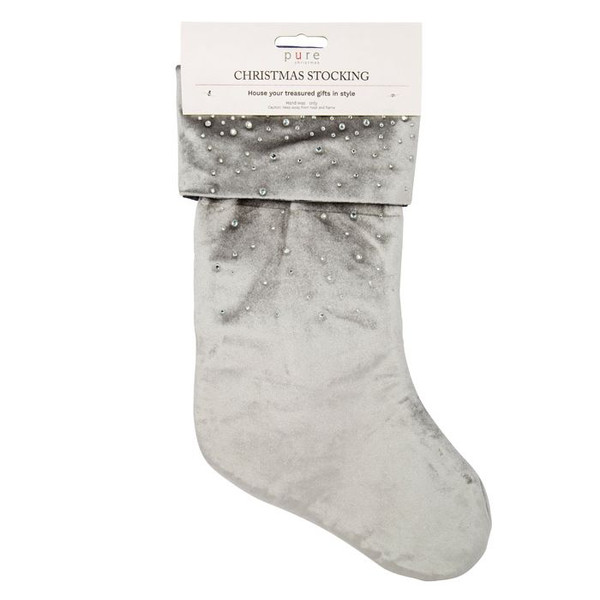 Velvet Stocking 45cm Silver