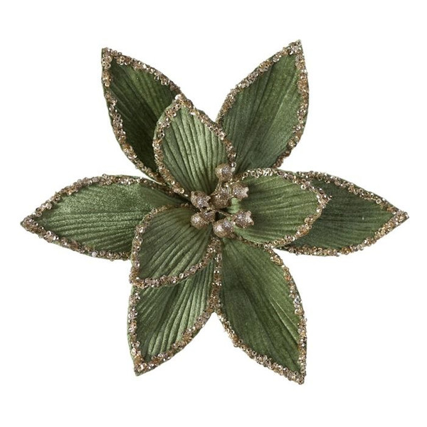 Clip Poinsettia - Sage/Champagne 25cm Sage
