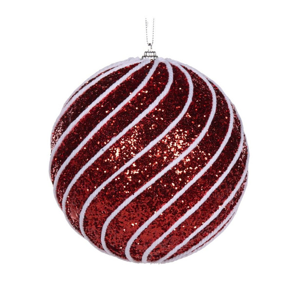 Bauble - Red/White Swirl XL