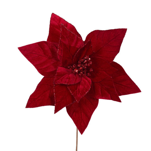 Clip Poinsettia - Red Velour