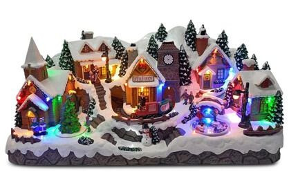 Large Village Scene Animated 56cm Multi