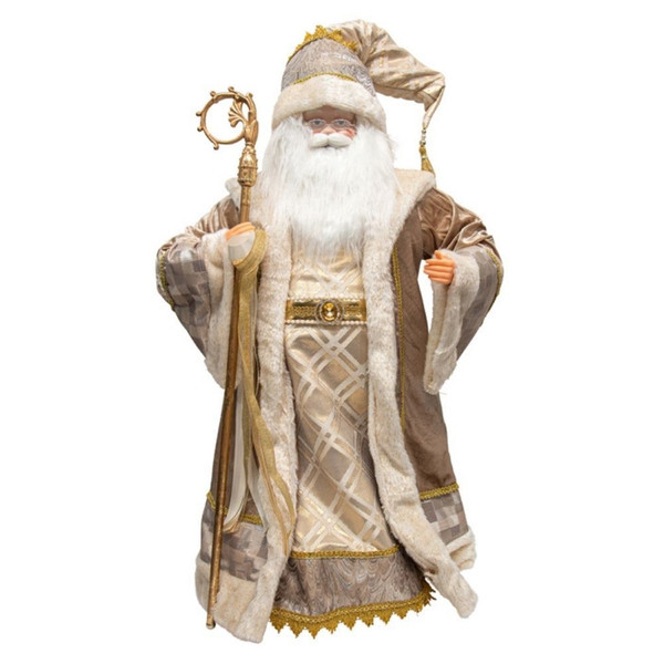 Fabric Santa With Staff 92cm Champagne
