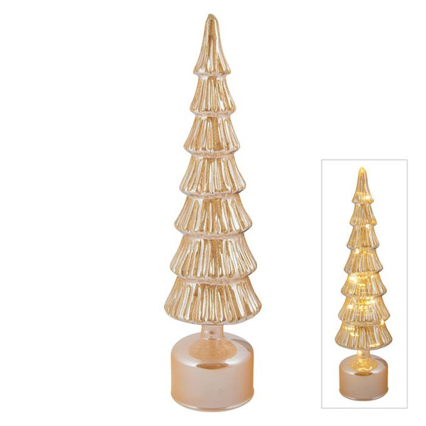 Glass Rotating LED Tree - Large 41cm Gold