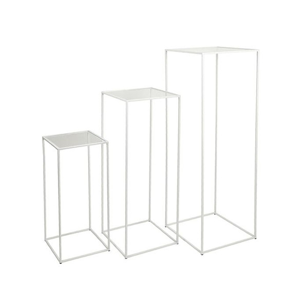 Iron/Glass Pedestal - Large 115cm White