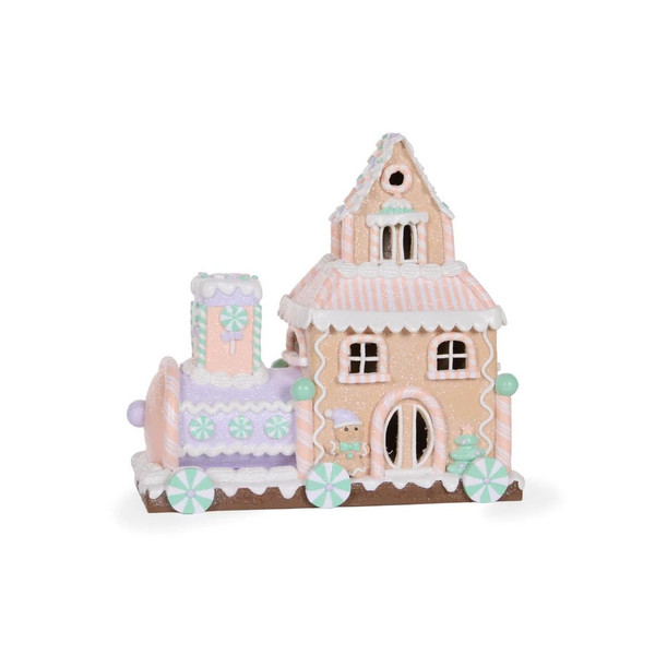 LED Pastel Gingerbread Train House