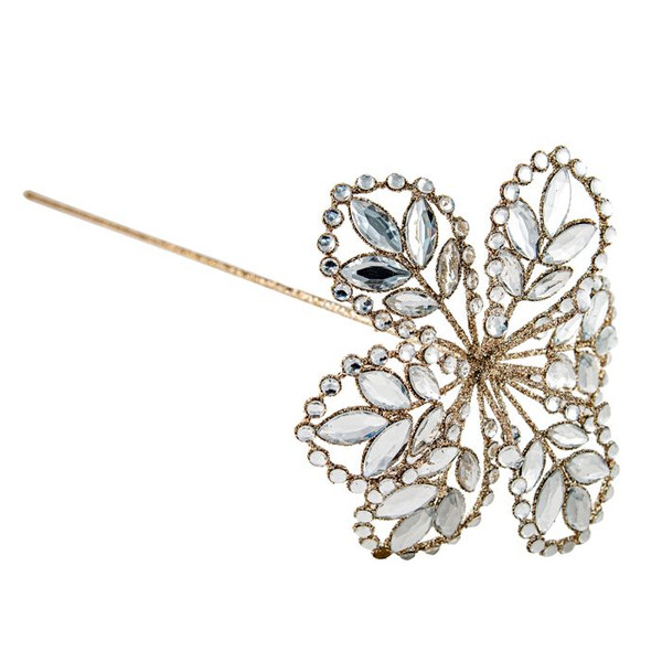 Metal Flower Stem - Champagne/Glitter 45cm Champagne