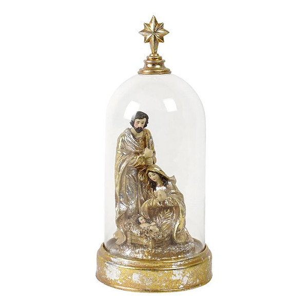 Resin Waterball Holy Family Gold