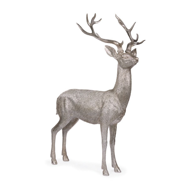 Silver Etched Standing Reindeer 135cm Silver
