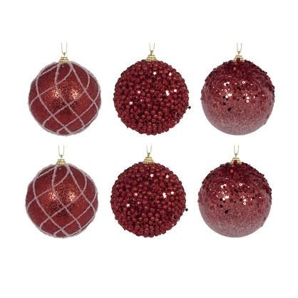 Bauble Pack - Shatterproof Red Asst 6pk Red