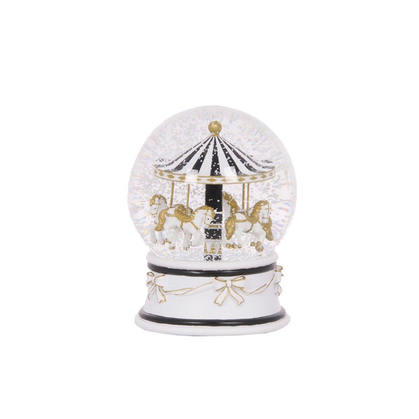 Musical Snow Globe Merry-Go-Round 16cm White