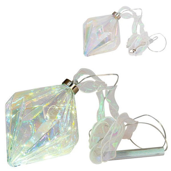 Glass LED Bauble - Irridescent Cone 20cm Irridescent
