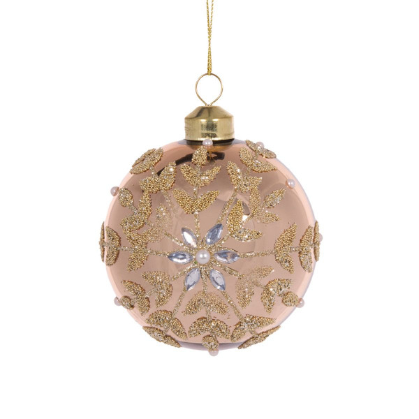 Bauble Beaded Snowflake 8cm Champagne
