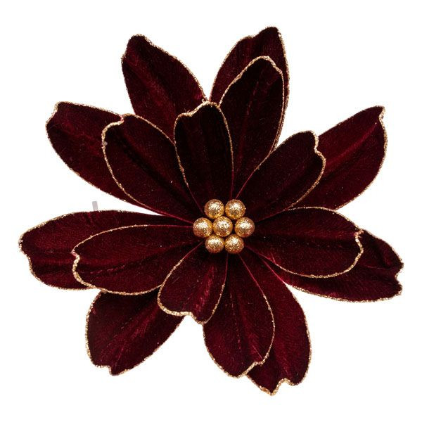 Clip Flower - Burgundy/Gold Edge 29cm