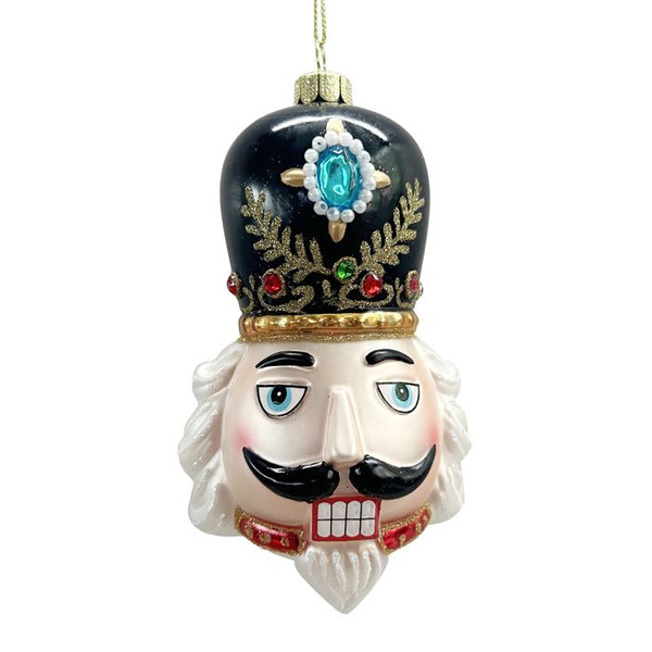 Glass Nutcracker Head - Black 13cm Black