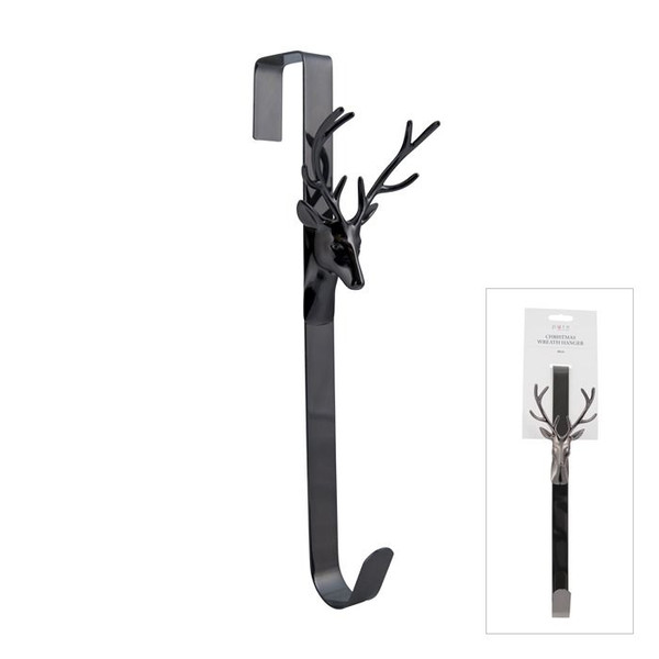 Metal Wreath Holder - Deer 38cm Black