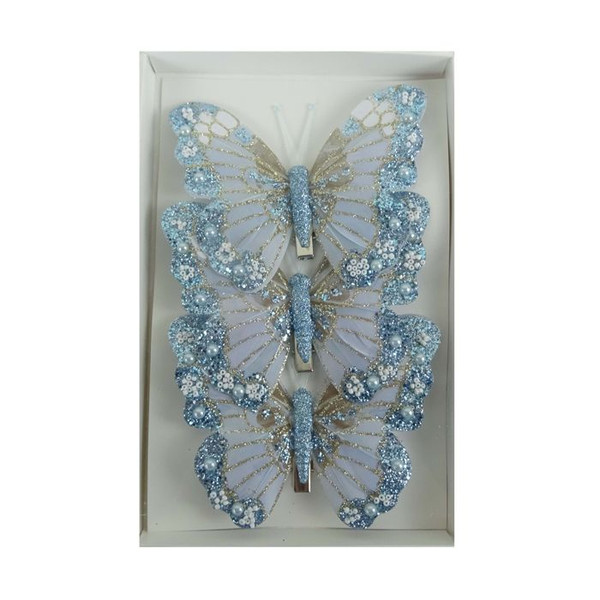 Feather Butterfly 3pk Teal/Champagne