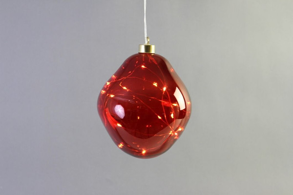Organic Glass Ball LED 15cm Burgundy