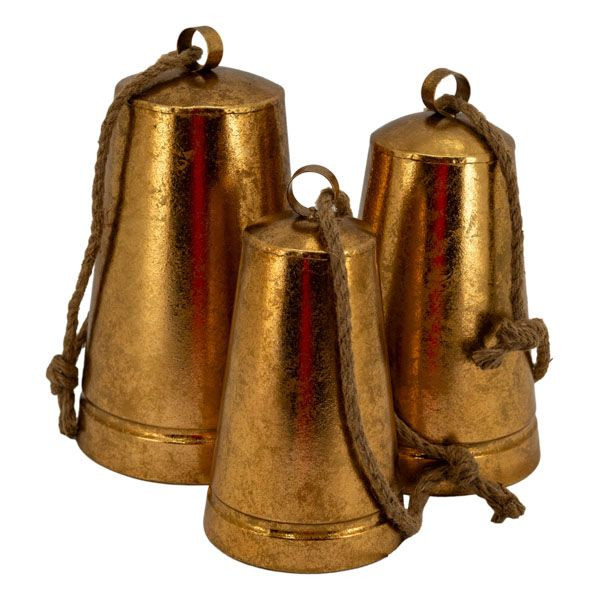 Set Of 3 Tall Bells - Gold Gold