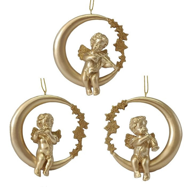 Resin Moon Cherub Asst 10cm Gold
