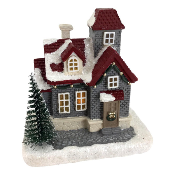 Grey House w/Tree 11cm