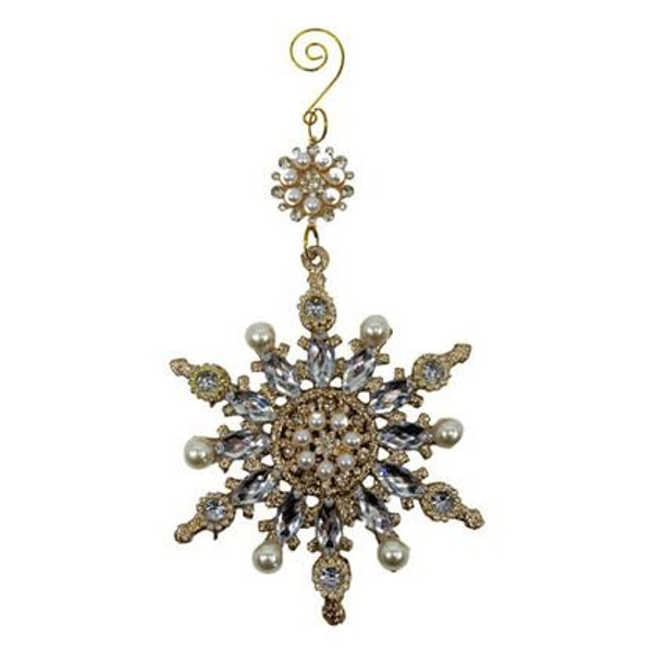 Beaded Acrylic Starburst Ornament 26cm Gold/Clear