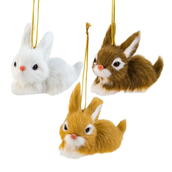 Faux Fur Hanging Rabbit Assorted 12cm