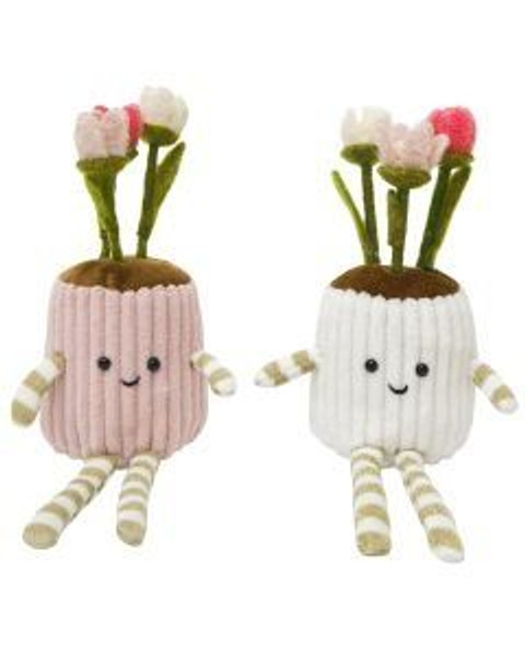 Fluffy Flower Pot Sitting Asst 21cm Multi