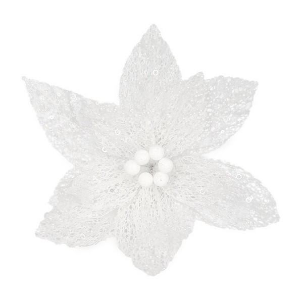 Clip Poinsettia Burgundy Gold Edge 38cm Burgundy