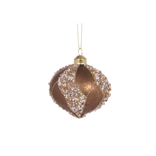 Bauble - Mercury Brown Swirl Onion 8cm Brown