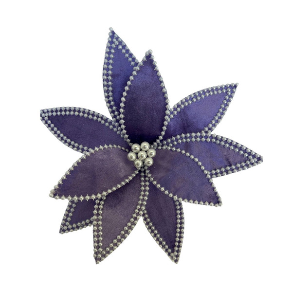 Clip Poinsettia - Purple/Pearl 32cm