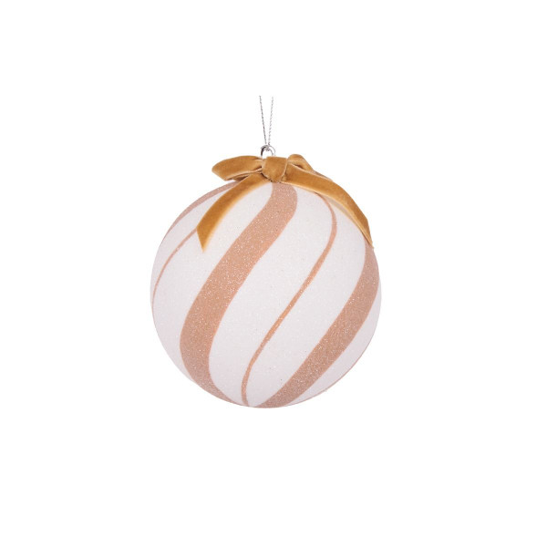 Bauble - Gingerbread Swirl 10cm White