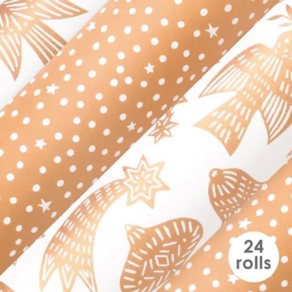 Gift Wrap Roll - Adorn White/Gold 76cm x 2.5m White/Gold