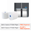 Cascades Pro Four Roll High Capacity Toilet Paper Dispenser + Toilet Paper (6 rolls/case)