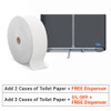Cascades Pro Jumbo Double Roll Toilet Paper Dispenser, (6 rolls/case)