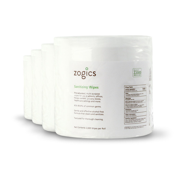Zogics Sanitizing Wipes 4 rolls/case